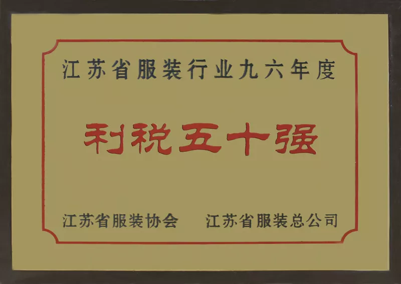Top 50 Profit and Tax of Jiangsu Apparel in 1996